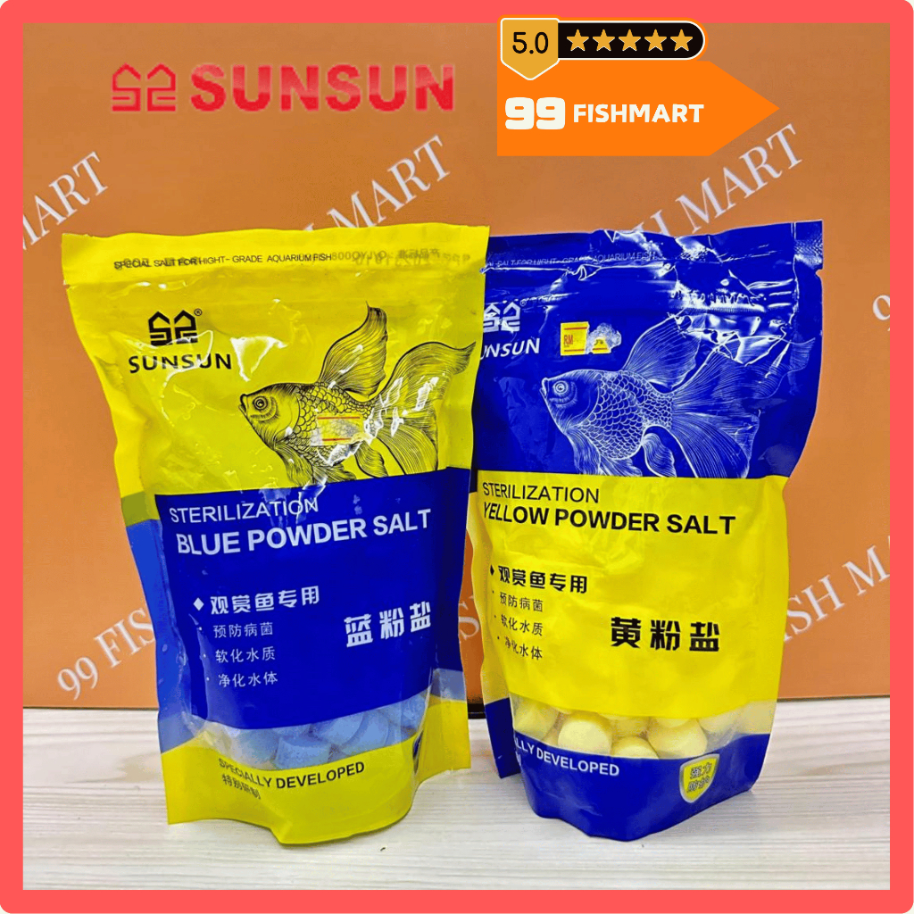 Sunsun STERILIZATION CRYSTAL PURE SALT YELLOW & BLUE POWDER AQUARIUM PURE SALT 500G