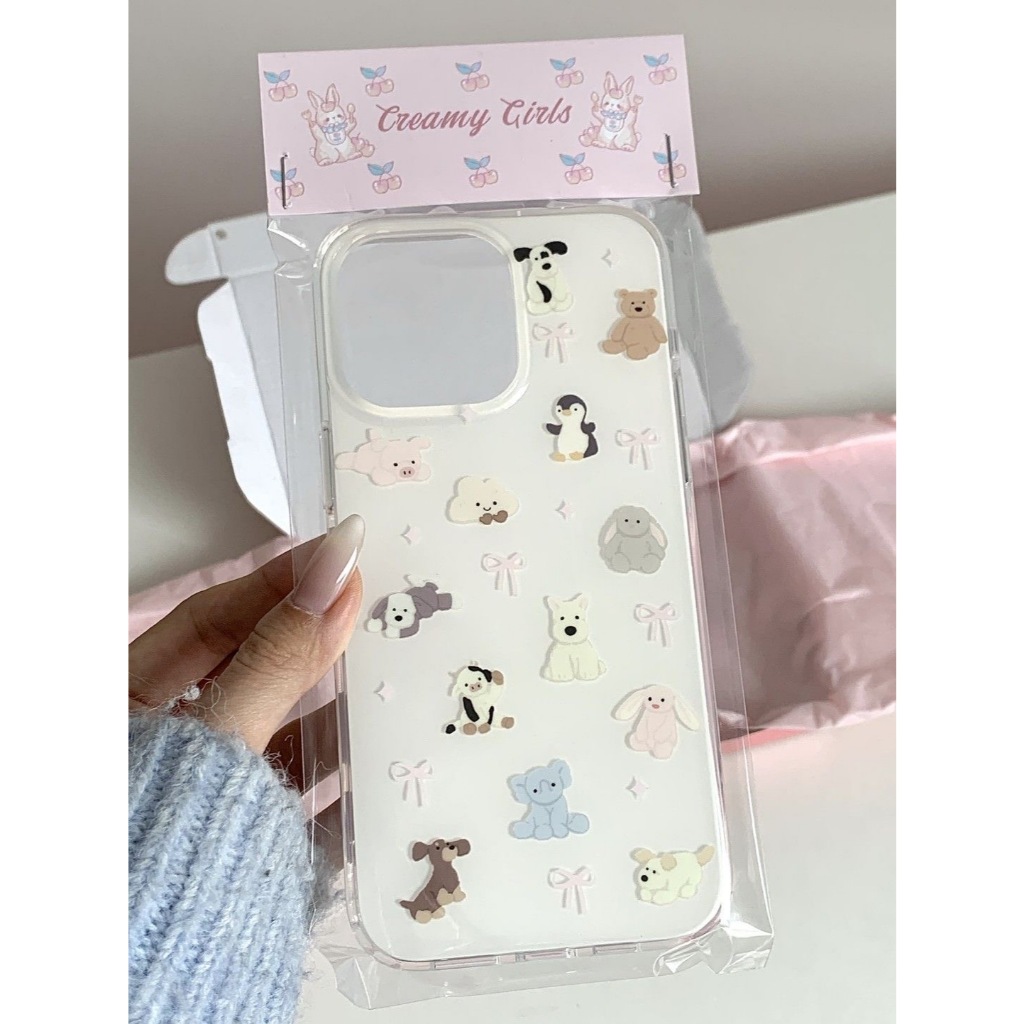 ลายสัตว์น้อยน่ารัก iPhone16 เคสโทรศัพท์มือถือ 14/15/13pro11xs xr/15promax/7 สองชั้น imd