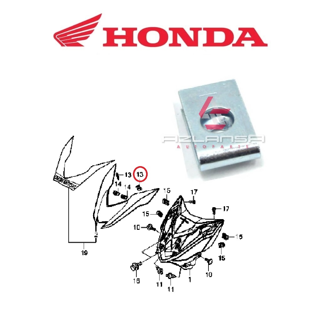 น็อตสปริง 4mm ( 90302-KWW-A00 ) RS150R V1 V2 V3, CBR150R, ADV 150, ADV 160, PCX, Vario 150 & Vario 1