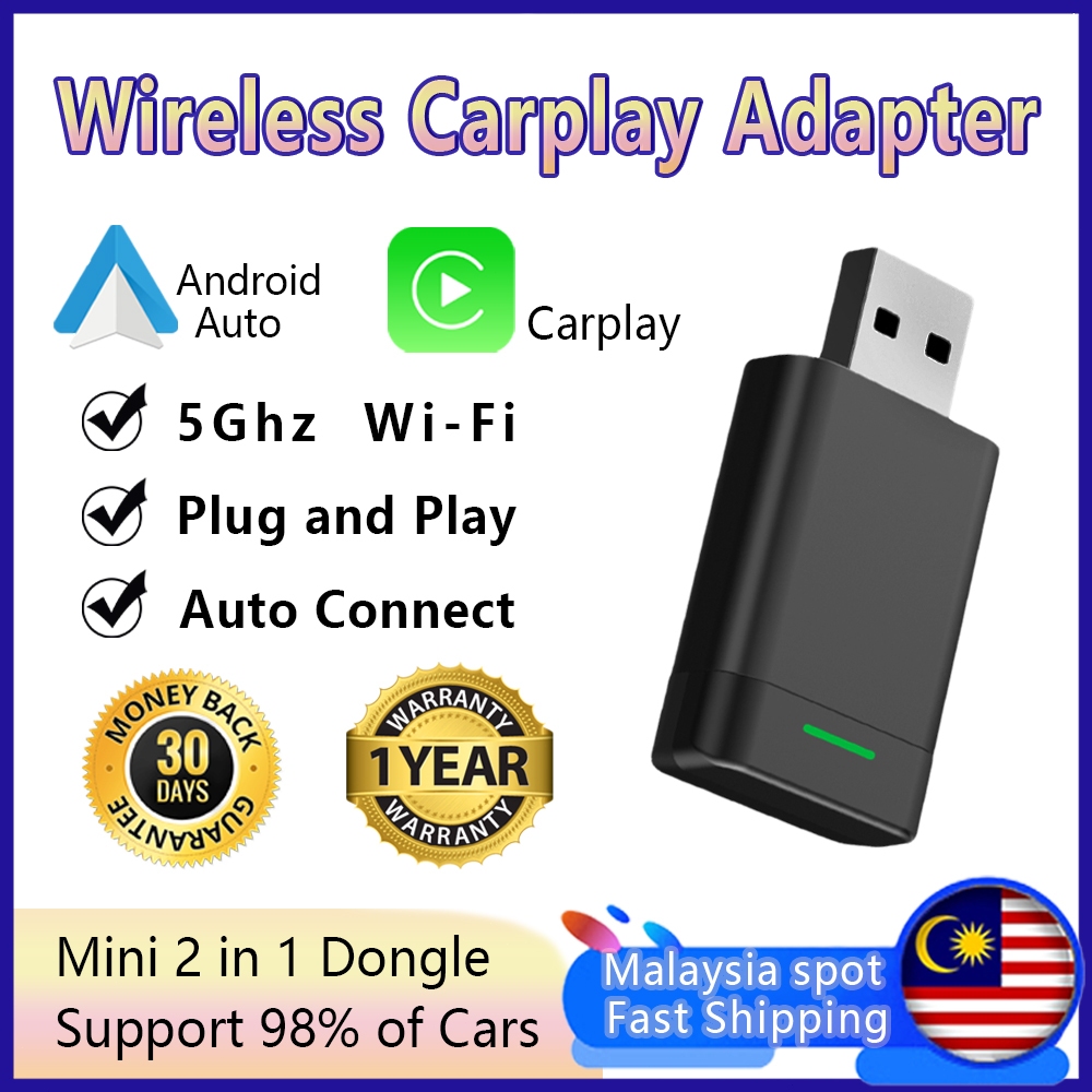 2 in 1 Wireless Carplay Adapter Android Auto แบบมีสายไร้สาย dongle apple carplay สําหรับเครื่องเล่น 