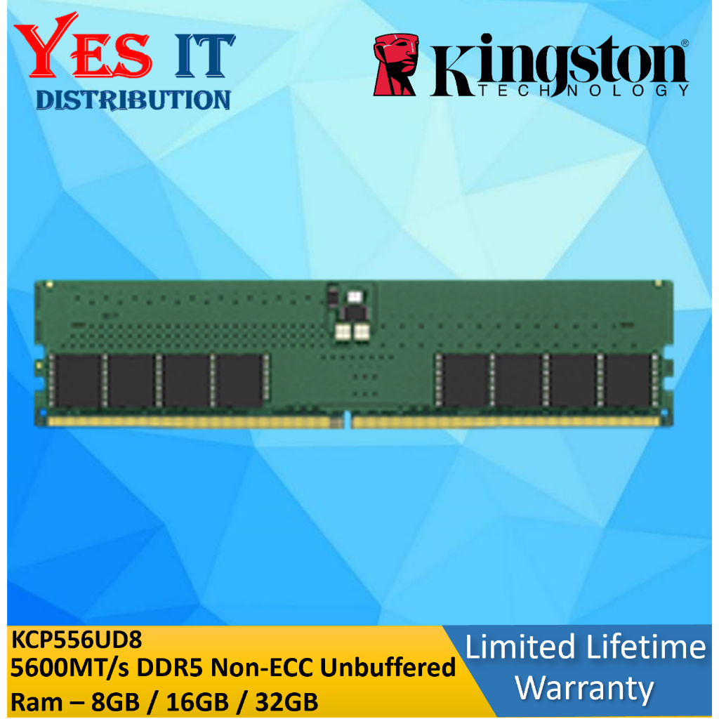 Kingston 8GB / 16G / 32GB DDR5 5600MT/s CL46 Non-ECC Unbuffered Memory Ram (KCP556US6-8 / KCP556US8-