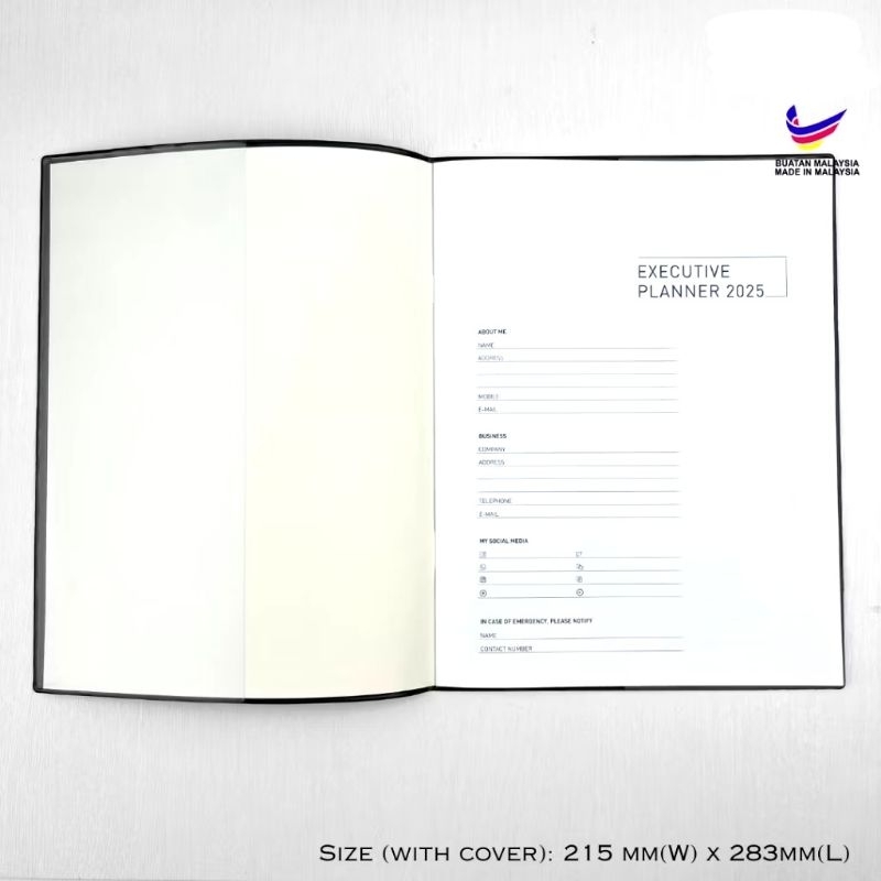 Executive Calendar Planner 2025 A4 Size Corporate Planner Diary พร้อมฝาปิด PVC