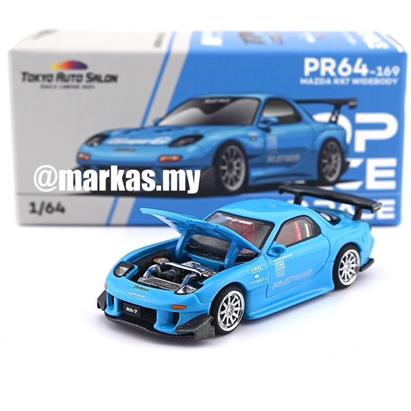 POP RACE TASKL 24 1/64 PR640169 MAZDA RX7 RE AMEMIYA WIDEBODY BLUE