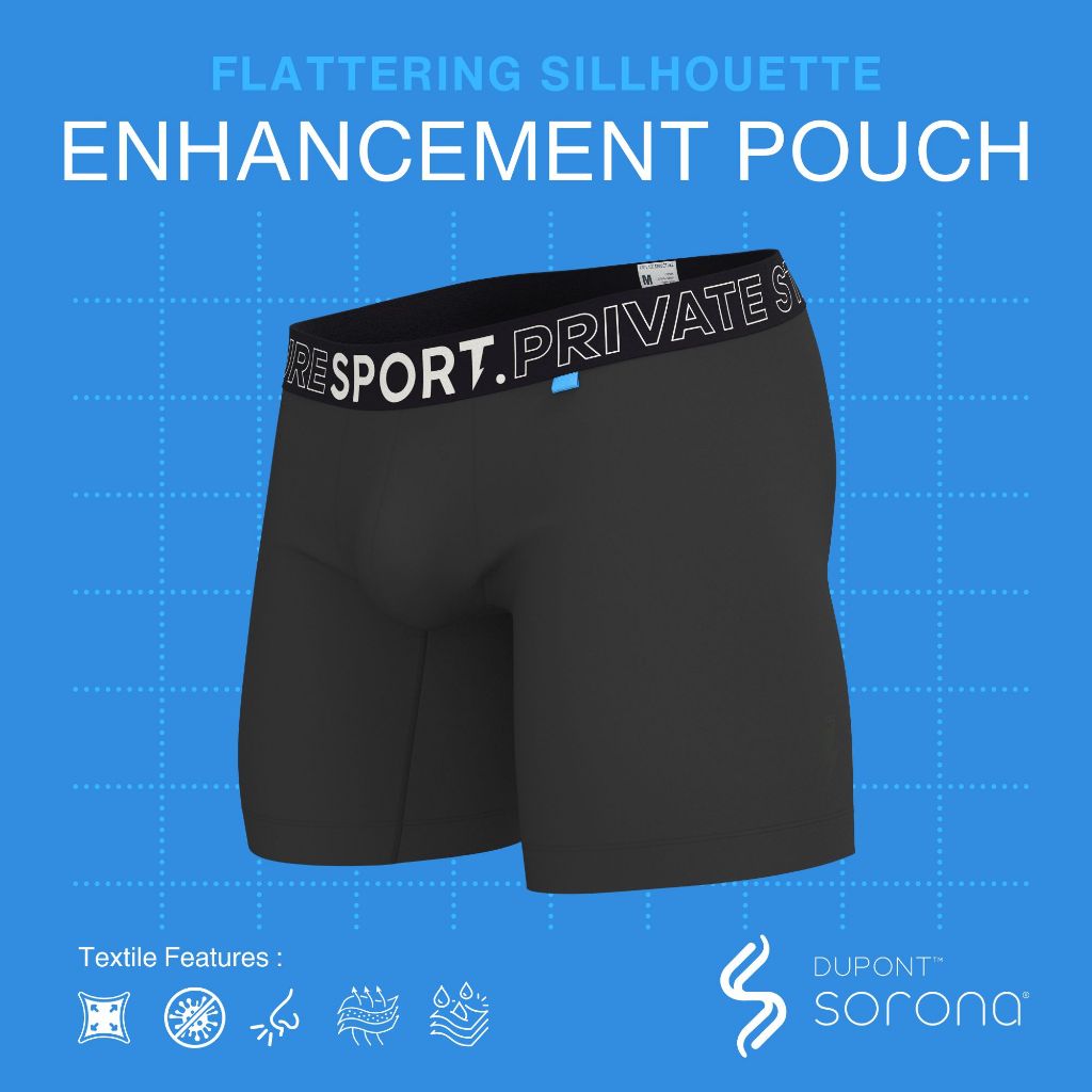 โครงสร้างส่วนตัวผู้ชายชุดชั้นใน PS Sport Anti-Bac Textile Boxer Brief - สีดําสีน้ําเงิน [4340a1]
