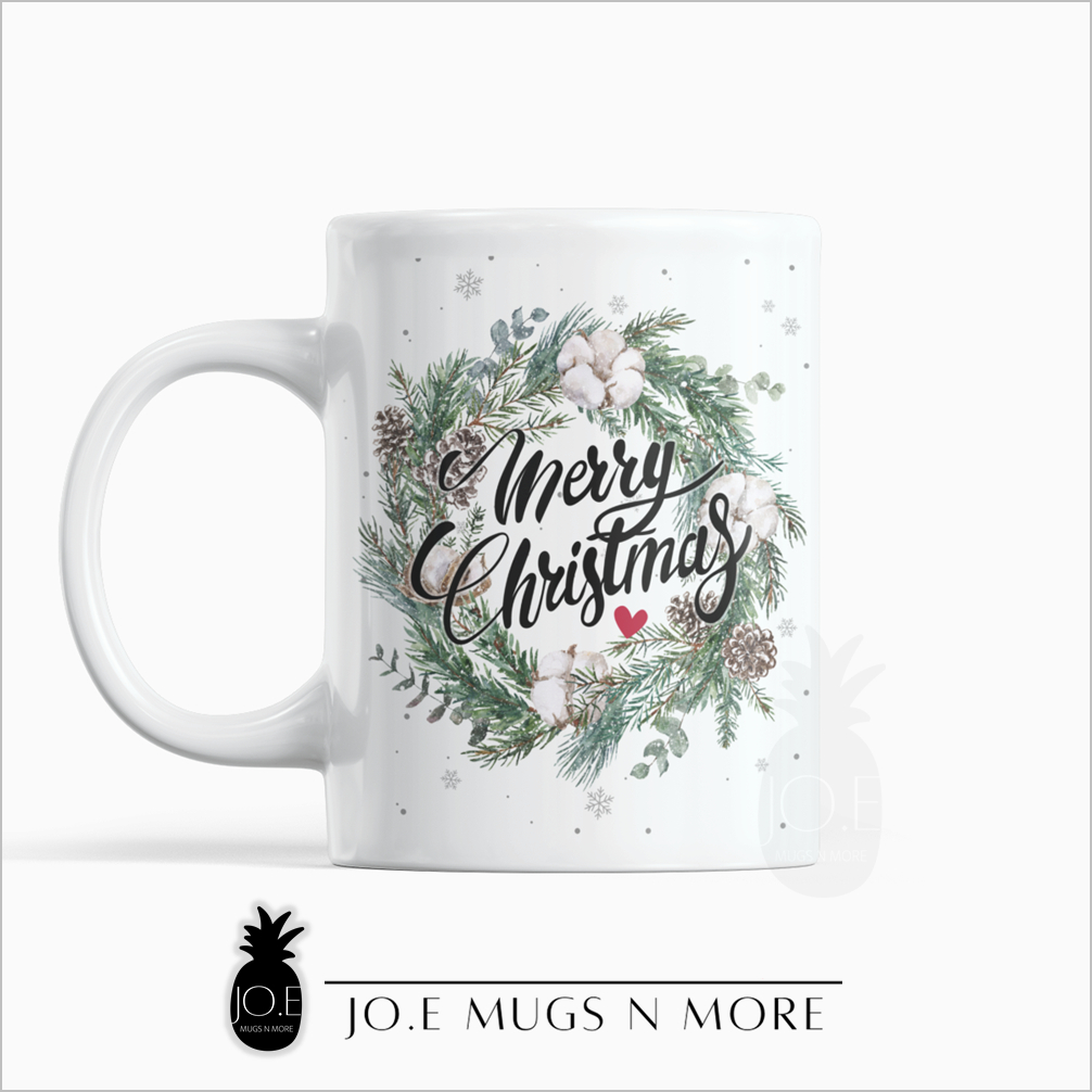 M467 JO.E CUSTOM NAME CHRISTMAS WREATH 3 แก้ว. ถ้วย. บุคลิก