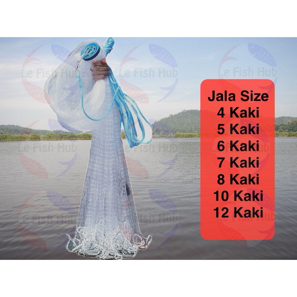 ปลาปลาสุทธิยาว 4, 5, 6, 7, 8, 10 FEET 12 FEET RAMPAT TANGSI FISH NET HAND CASTING FISH NE