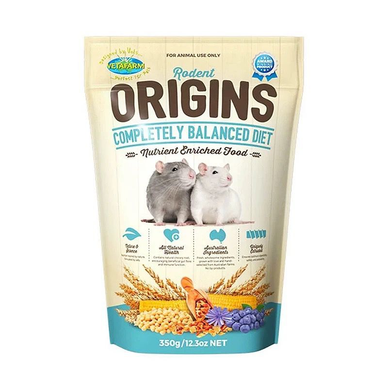 VETAFARM Rodent Origins Disable Balanced Diet 350g . Caele Kales Mousfisher Middle Microg