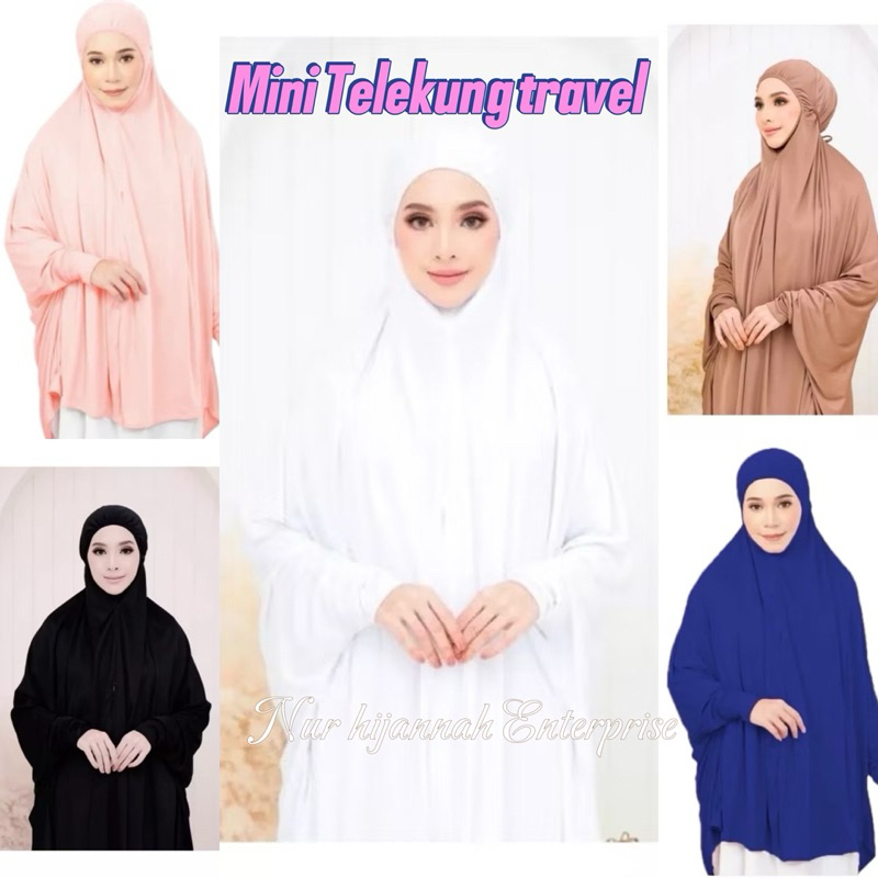 Mini Telekung Travel Handed Telekung umah Hajj Telekung พร้อมกระเป๋าซิป Telekung ทันที