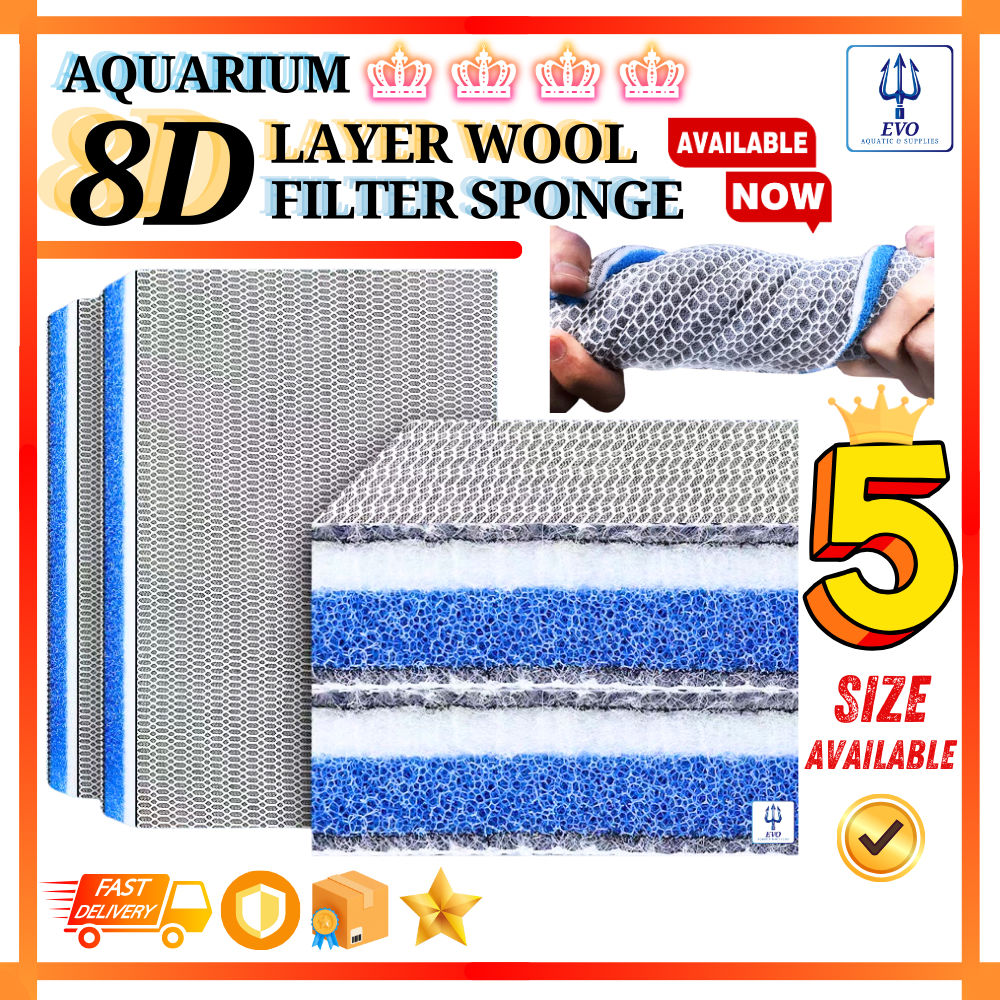 พิพิธภัณฑ์สัตว์น้ํา 8D ฟองน้ํากรอง / กาว 8D ฟรีผ้าฝ้ายกรอง / 8 Lapisan Akuarium Span 8D 无胶fishbovate