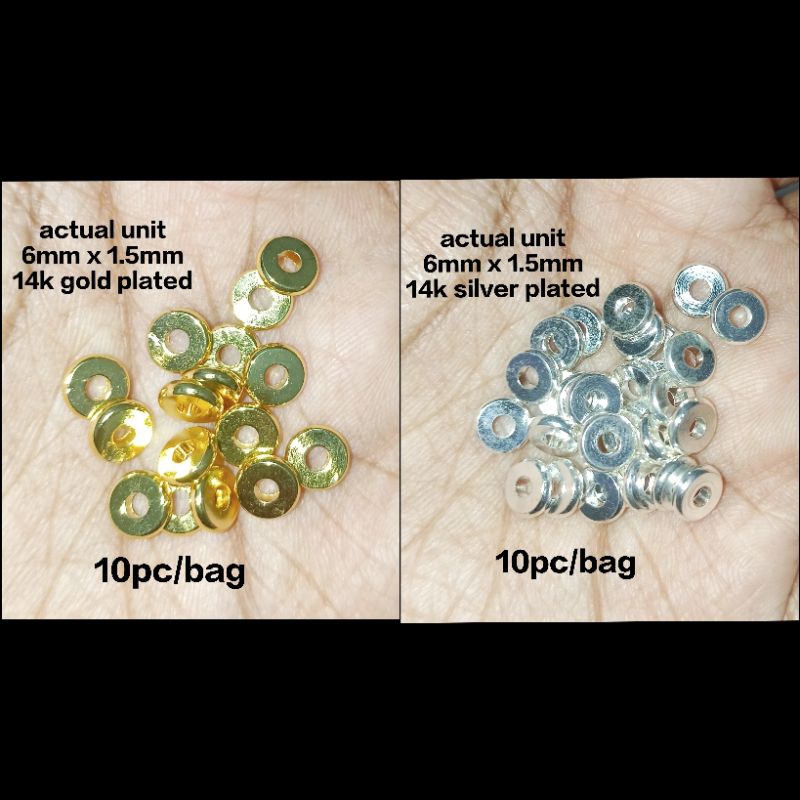 (SPACER) 14k GOLD AND SILVER PLATED (2MM X 1.5MM) 10 ชิ้น/ถุง ROUND SHAPE SPACER สําหรับ DIY