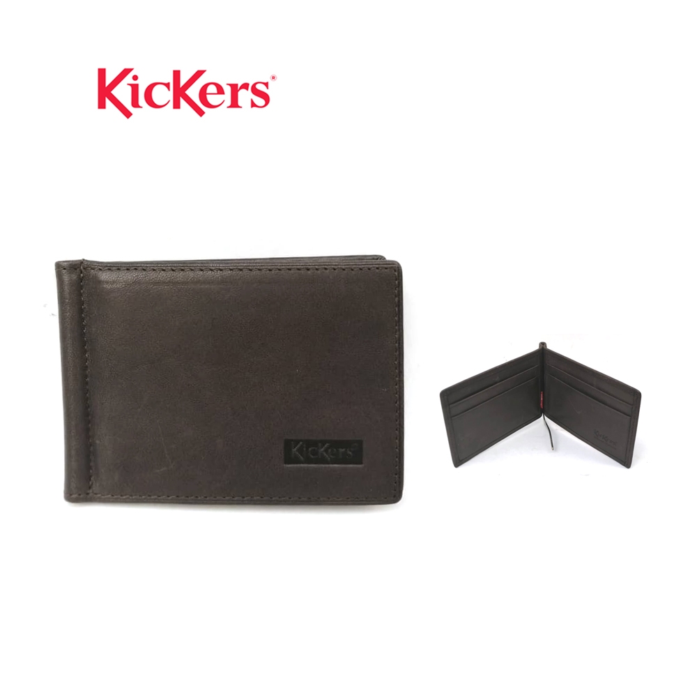 Kickers Mens 80002-D.Brown Leather Money Clip Wallet