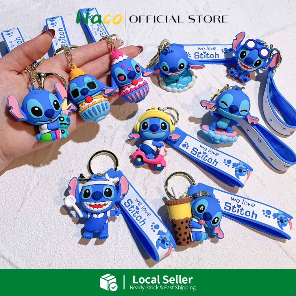 Stitch พวงกุญแจการ์ตูนน่ารัก Lilo & Stitch พวงกุญแจจี้ตุ๊กตากุญแจรถกระเป๋านักเรียน Disney พวงกุญแจ