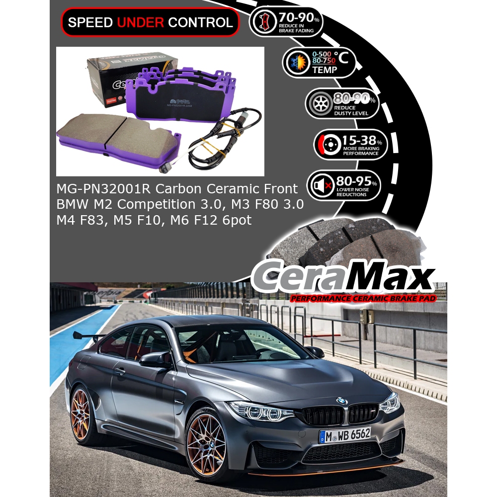 Ceramax Carbon MG-PN32001R BMW M2c M4c M5 M6 F06 F87 F10 F12 F13 ผ้าเบรคหน้า
