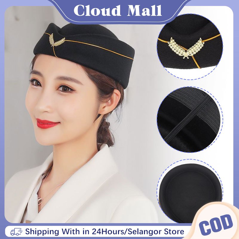 หมวก Stewardess ผู้หญิง Air Hostess หมวกขนสัตว์เครื่องแบบแฟนเครื่องบิน