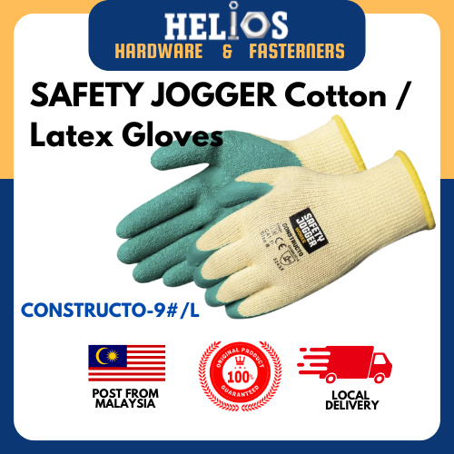 SAFETY JOGGER ถุงมือผ้าฝ้าย / น้ํายาง| CONSTRUCTO-9 /L| ถุงมือทํางานเพื่อความปลอดภัย Sarung Tangan