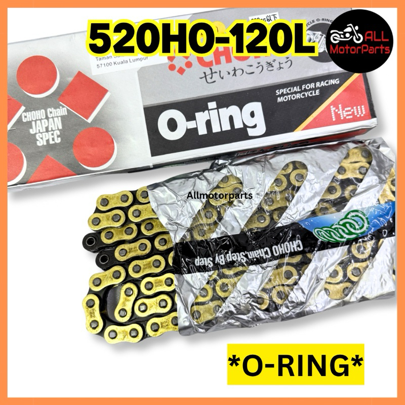 520 HO X 120L O-RING GOLD MOTORCYCLE CHAIN RANTAI CHHO HEAVY DUTY 520 O-RING CHAIN