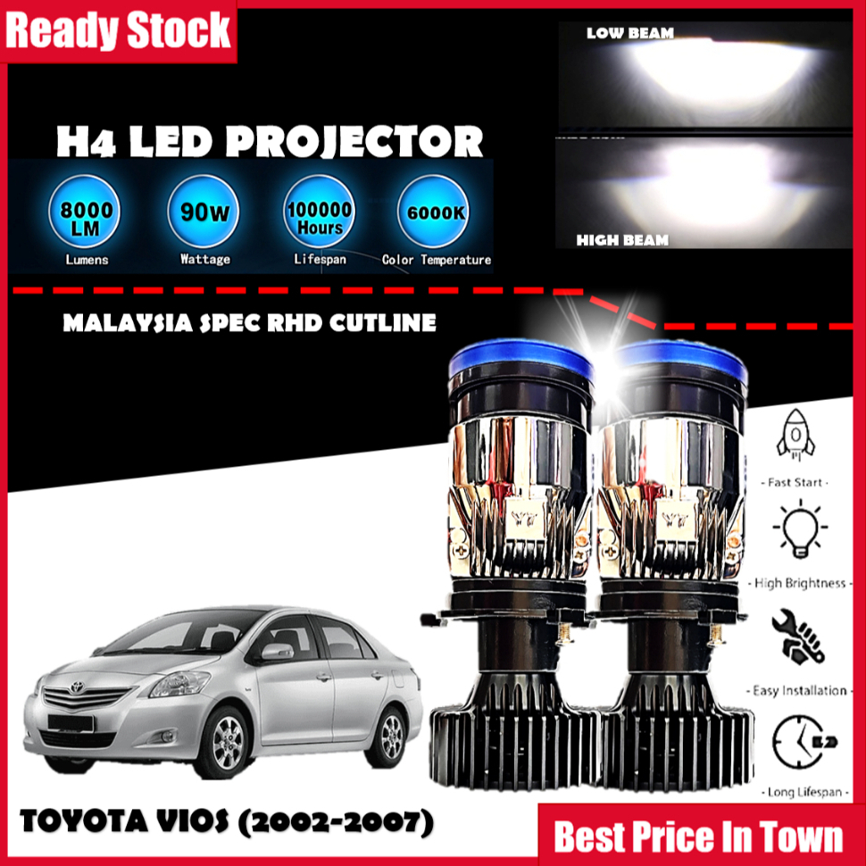 TOYOTA VIOS 1st Generation 2002 - 2007 ไฟหน้า LED รถ LED Mini โปรเจคเตอร์ H4 LED ไฟหน้าโปรเจคเตอร์ 9