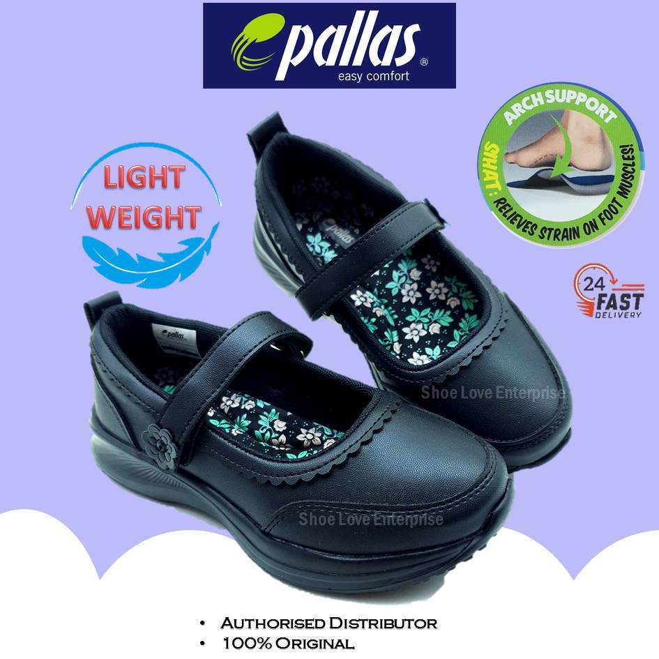 🌟Arch Support Kasut Sekolah Hitam Palas Jazz Single Velcro Strap Girl School Shoe รองเท้าวิ่งน้ําหนักเบา 204/306-037
