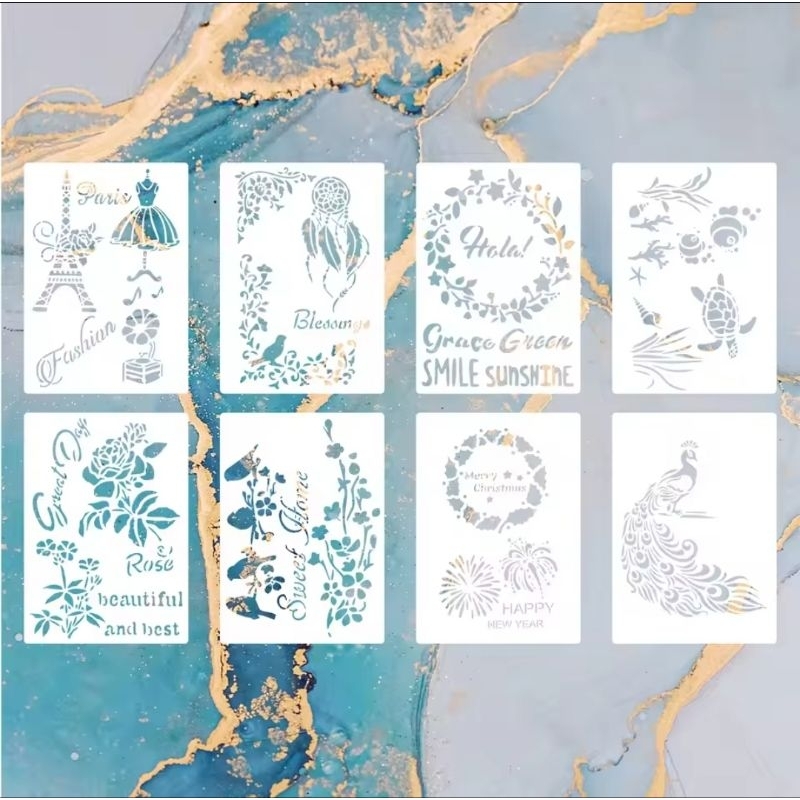 ที61. (8 ออกแบบ) A4 SIZE EMBOSSED TEMPLATE STENCIL DRAWING