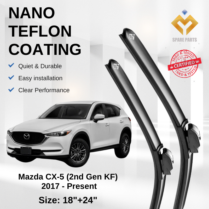 Mazda CX5 2nd Gen KF 2017 Premium Japan Tech ใบปัดน้ําฝนรถยนต์ 18+24 Streak-Free ทนทาน ติดตั้งง่าย +
