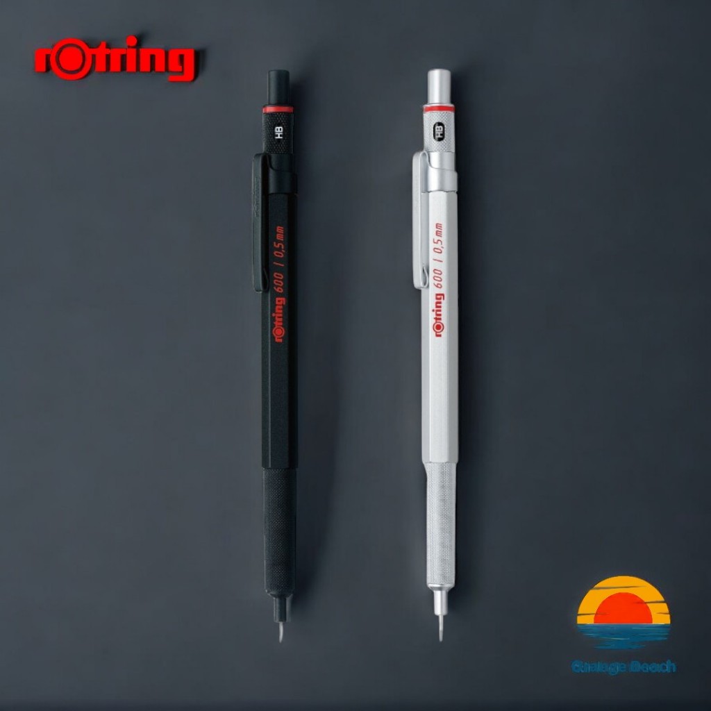 rOtring 600 ดินสอกด/0.5 0.7mm/ด้ามทองเหลืองหกเหลี่ยม/ปลายท่อคงที่/ดำ เงิน 4แบบ/ญี่ปุ่น
