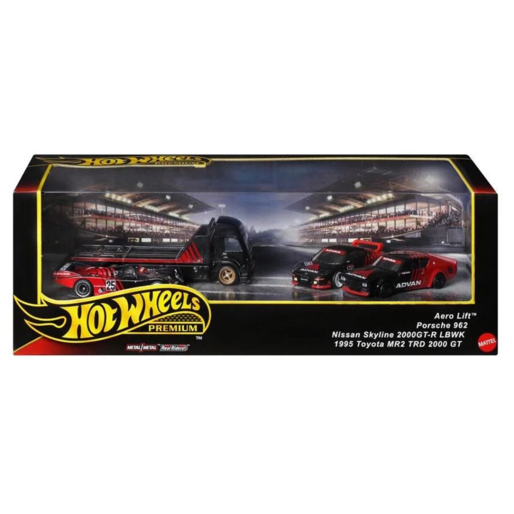 HOT WHEELS PREMIUM BOXSET SET DASH B ADVAN ( NISSAN SKYLINE LBWK KENMERI, TOYOTA MR2, PORSCHE 962)