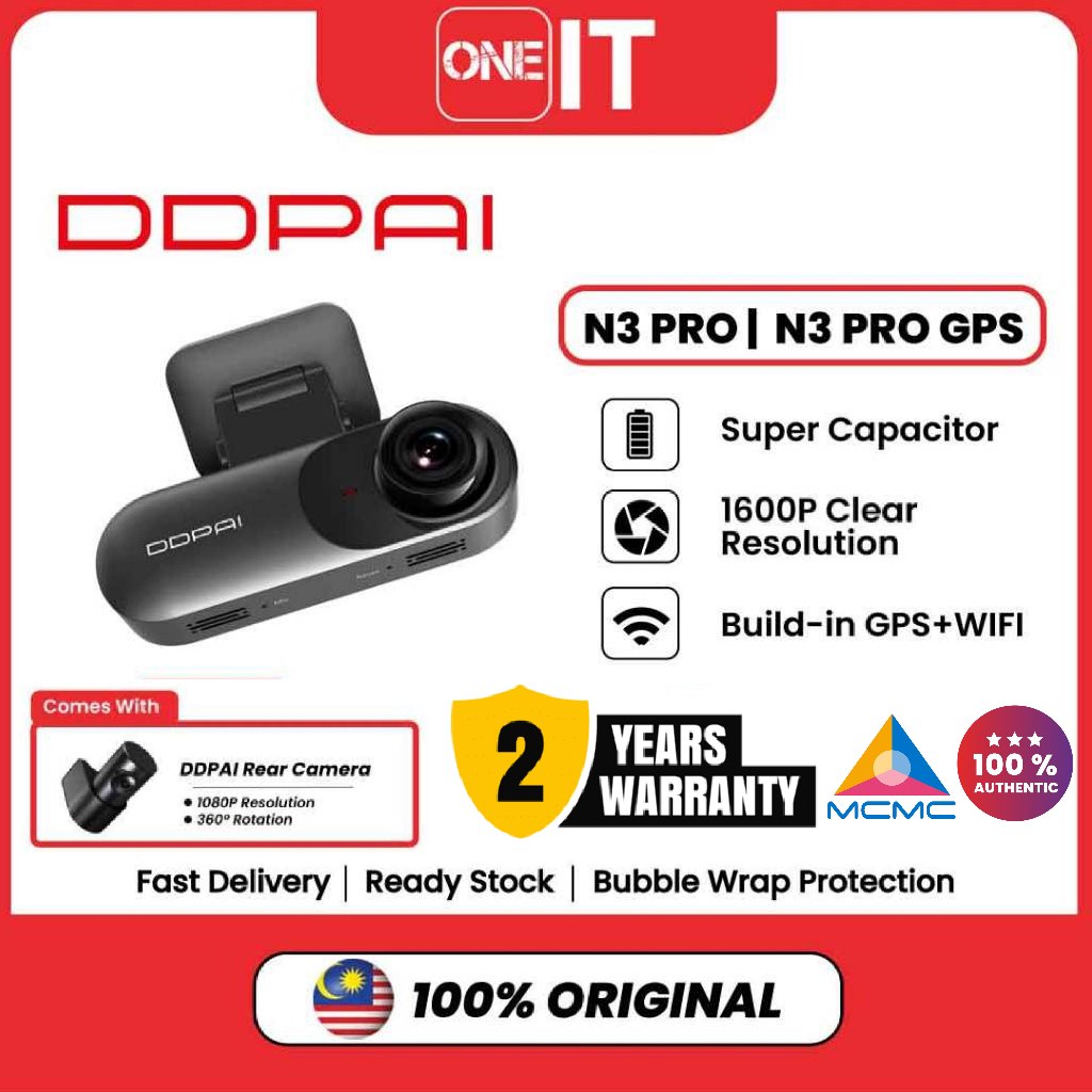 DDPai Dash Cam Mola N3 Pro 1600P HD GPS ไดรฟ์ยานพาหนะ Auto Video DVR Android Wifi สมาร์ทเชื่อมต่อรับ