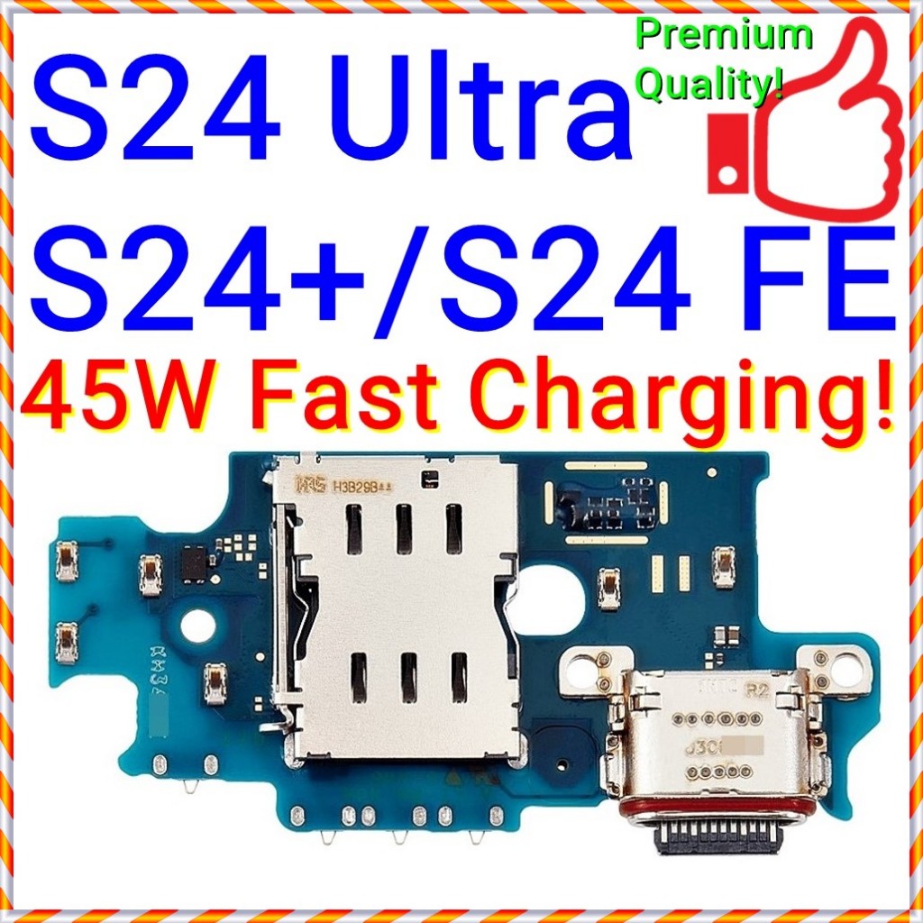 ใหม่พอร์ตชาร์จ SIM Slot MIC Ribbon Samsung Galaxy S24 Ultra 5G S24+ S928B Grade