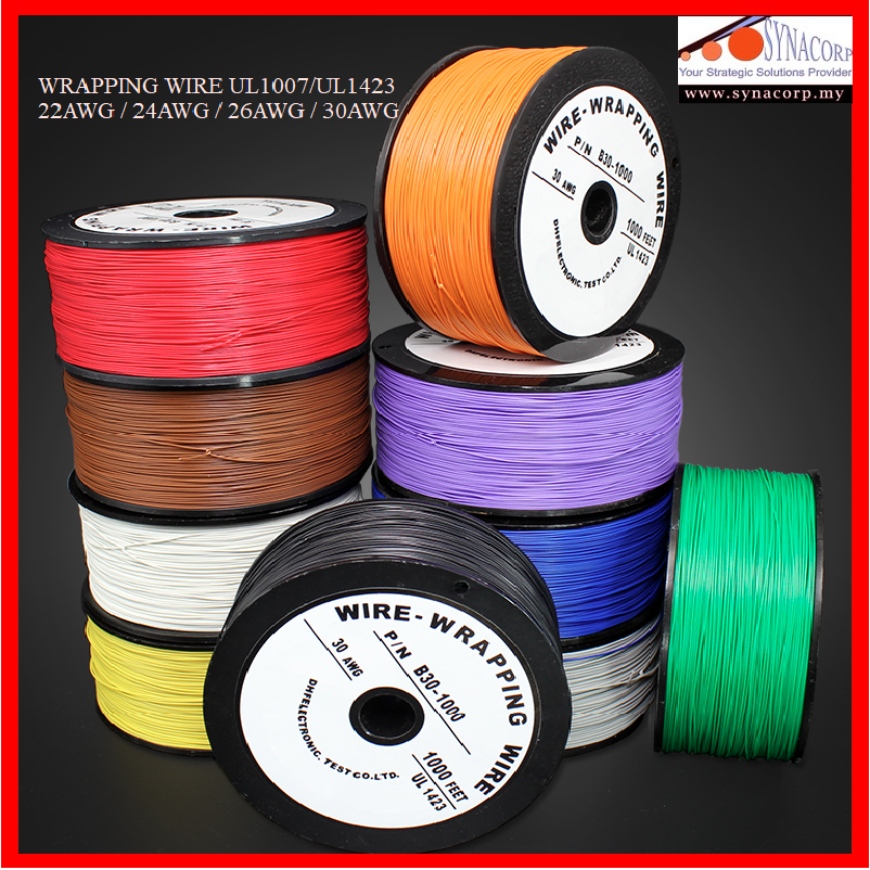 UL1007 UL1423 ลวดห่อแกนเดี่ยวสูง 105 C อุณหภูมิ 22 24 26 30 AWG 1 ม้วน 22AWG 24AWG 26AWG 30AWG