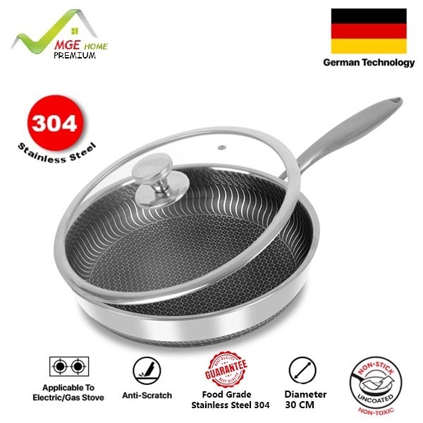 พรีเมี่ยม SUS304 SUS316 30 ซม.Non-Stick WOK กระทะรังผึ้งสองด้าน 304/316 สแตนเลส Sticky Rack