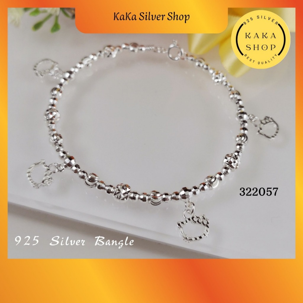 กําไลข้อมือคิตตี้เงิน 925 สําหรับผู้หญิง (322057) กําไลข้อมือ Gelang Tangan Kitty Perak 925