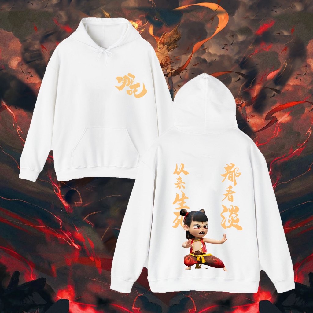 HOT Nezha เสื้อผ้าลายเสื้อฮู้ดผ้าฝ้าย Nezha อเนกประสงค์ลําลองหลวมแฟชั่น Nezha เสื้อกันหนาวมีฮู้ดพิมพ