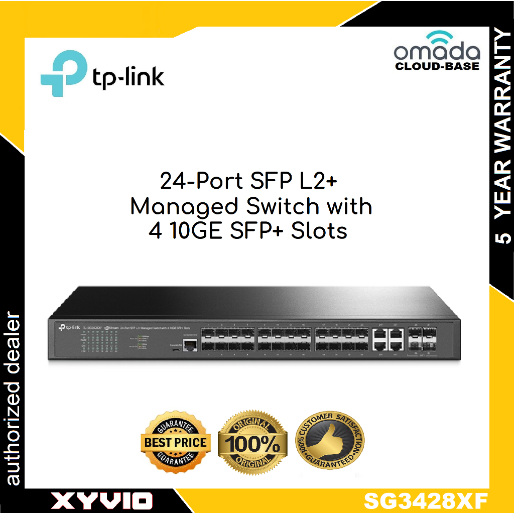 TP-LINK SG3428XF Omada Cloud-Base 24-Port SFP L2+ Managed Switch 4 10GE SFP + Slots