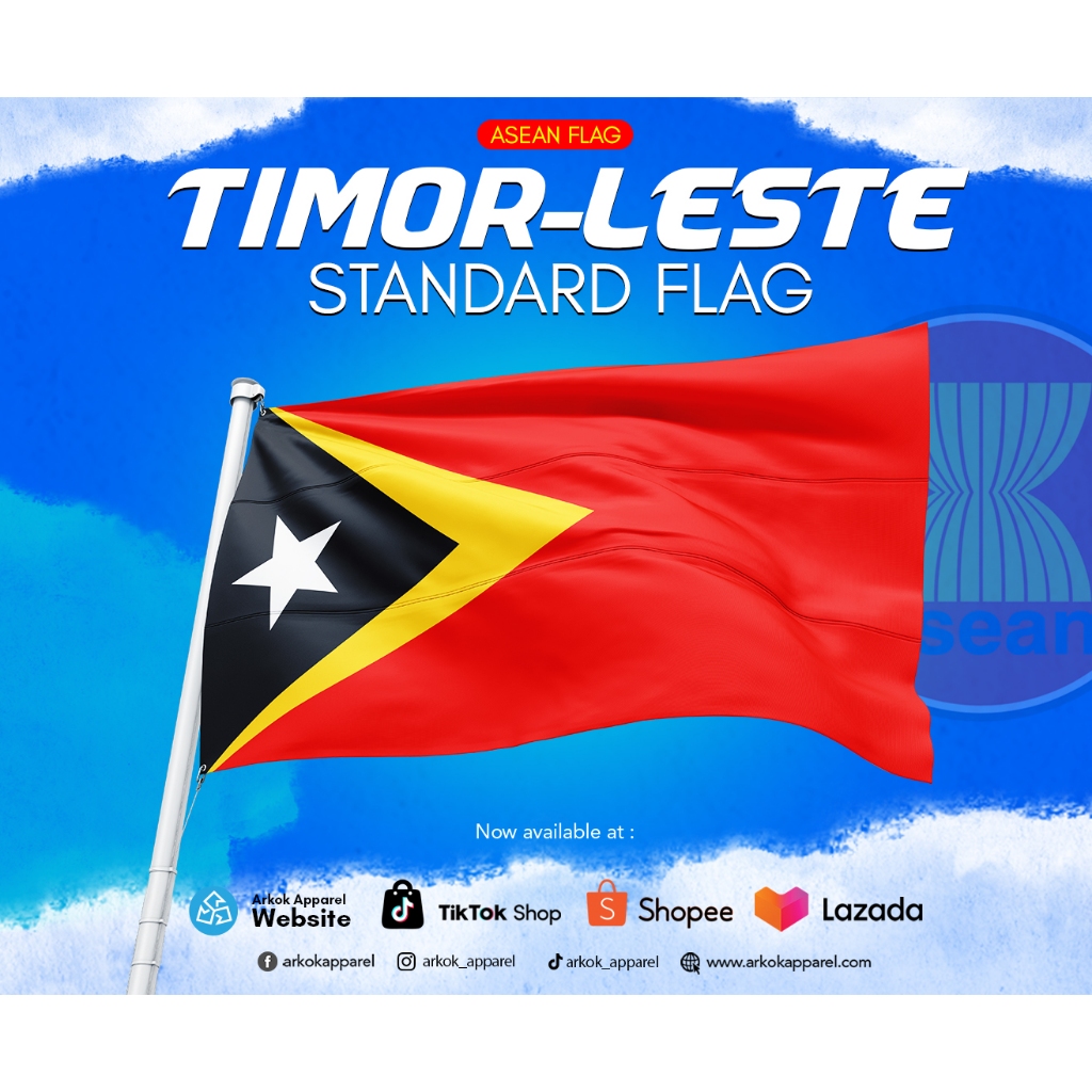 [คุณภาพสูง] Bendera Timor Leste Asean Flag