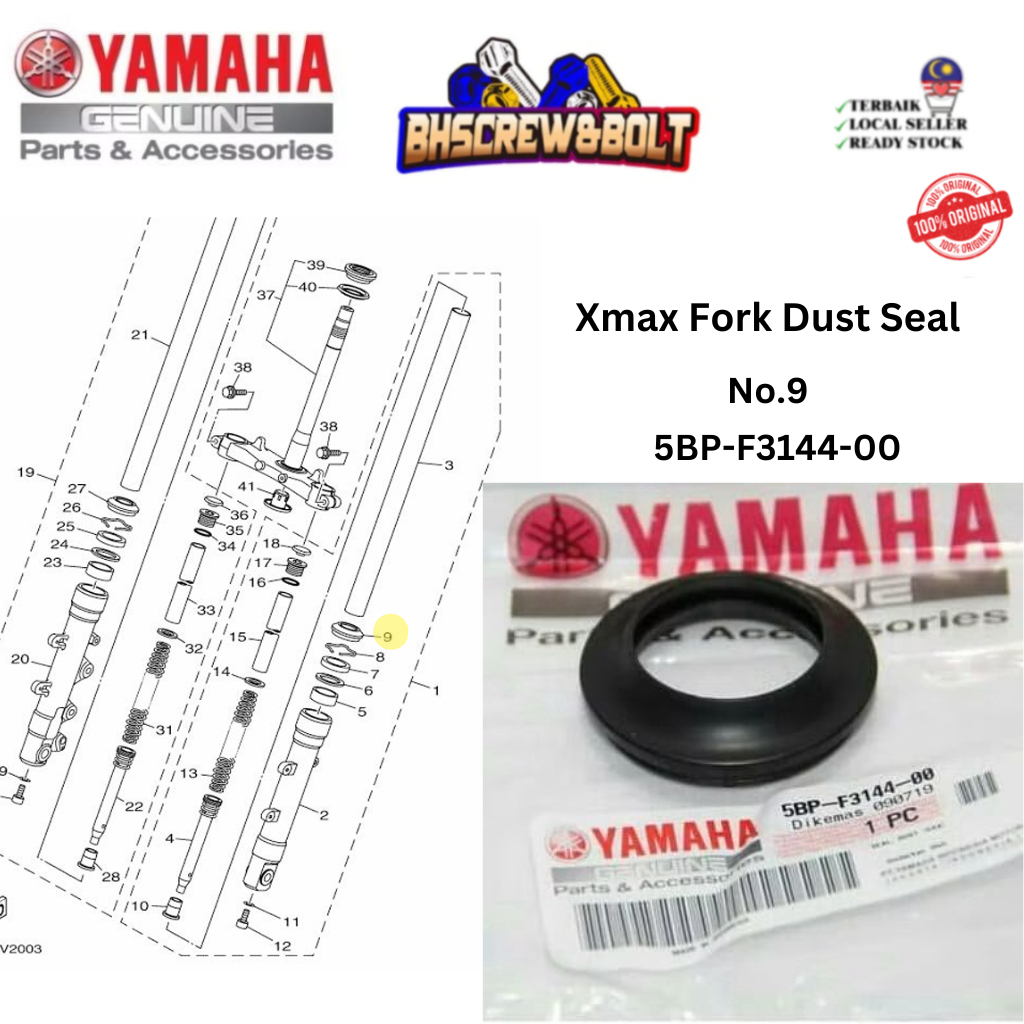 Yamaha Xmax Depan Fork Dust Seal/ ซีลกันน้ํามัน 5BP-F3144-00 / 5BP-F3145-200 อะไหล่ยามาฮ่า