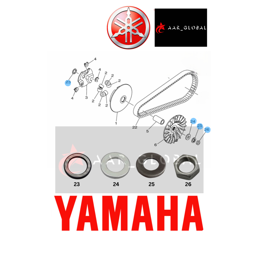 NVX 155 V1 AEROX V1 NUT WASHER สําหรับ PULLEY CLUTCH 90201-163G6 / 90208-12808 / 90170-12803