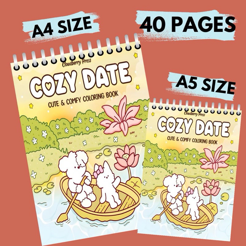 COZY DATE CLOUDBERRY PRESS COLORING BOOK & COLORING PAGES 40 PAGES KERTAS MEWRNA & BUKU MEWRNA