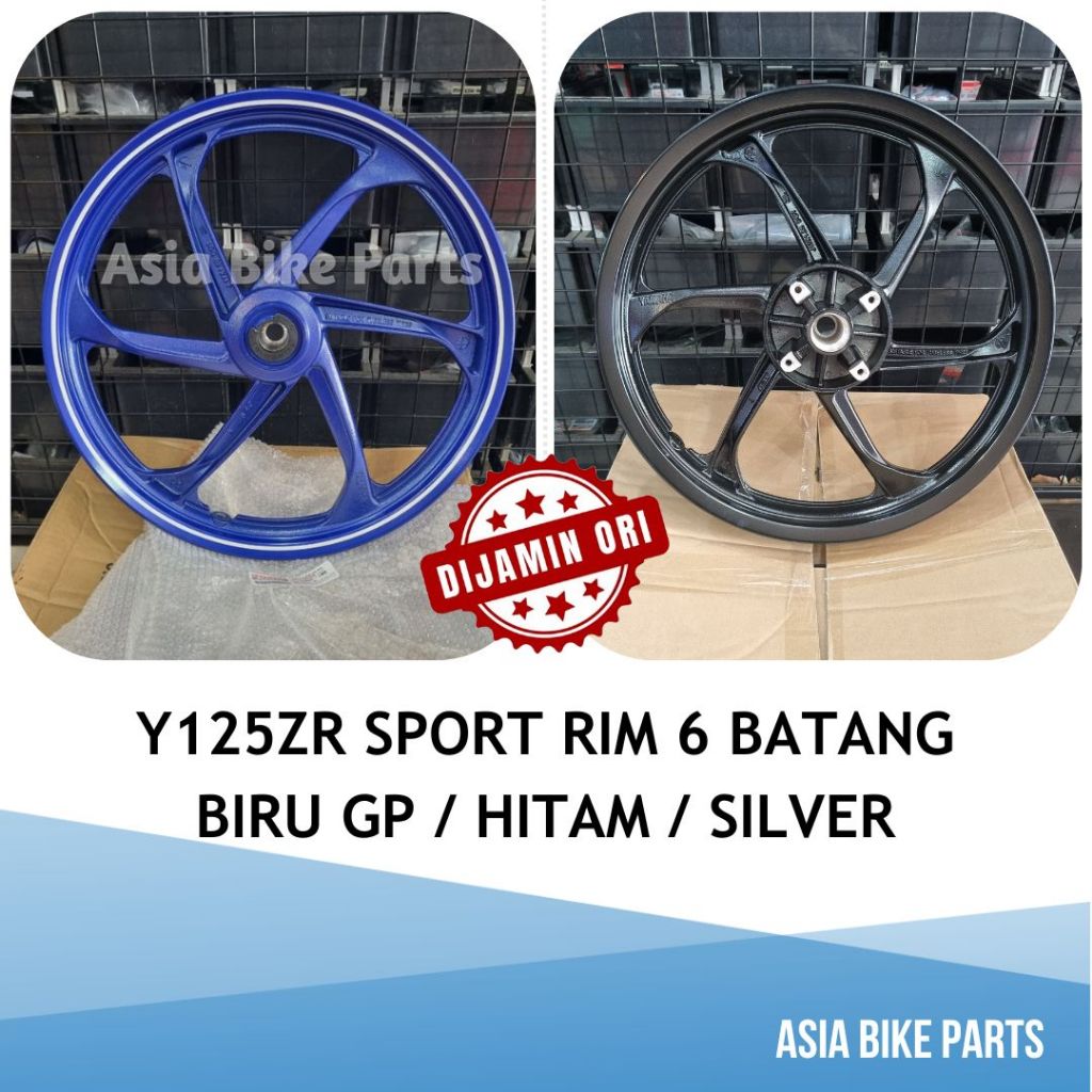 Yamaha Y125ZR Cast Wheel / Sport Rim 6 Batang Biru GP / Hitam / Silver - 5XK-F5168-00 / 5XK-F5338-00