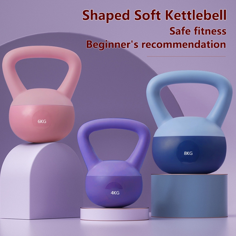 Soft Kettlebell 2-8KG Anti-Jatuh Home/Gym Alat Kecergasan Wanita Neoprene Coating & Anti-Slip (ปลอดส