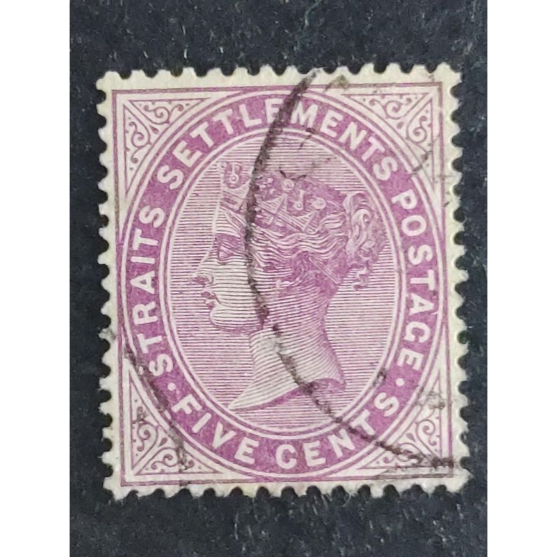 Straits Settlements 1882-99 Queen Victoria Wmk Crown CA 5c Magenta - 1 ชิ้นใช้แสตมป์ Malaya เก่า / S