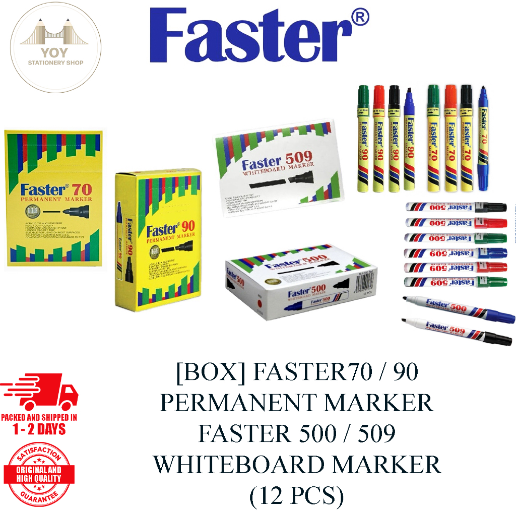 [ กล่อง ] FASTER PERMANENT MARKER / FASTER WHITEBOARD MARKER / FASTER 70 / เร็วขึ้น 90 / เร็วขึ้น 50