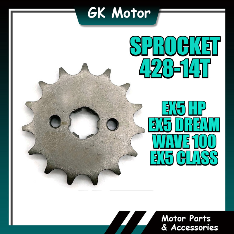 SPROCKET FRONT 428 14T EX5 CLASS EX5 HP WAVE100 EX5 DREAM HEAVY DUTY SPOKET SPROKET DEPAN