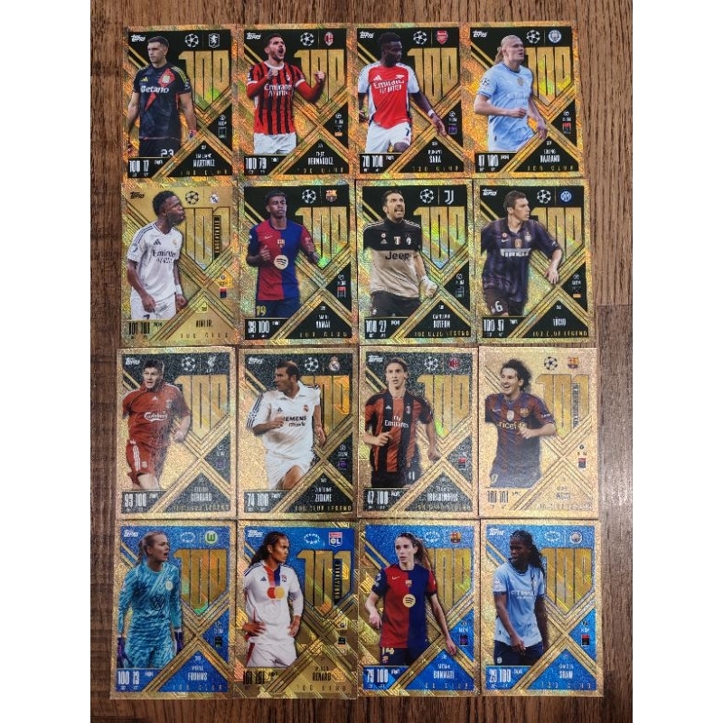 Topps Match Attax Extra UCL 2024/25 100 Club Cards (Haaland, Yamal, Gerrard, Messi & ฯลฯ)