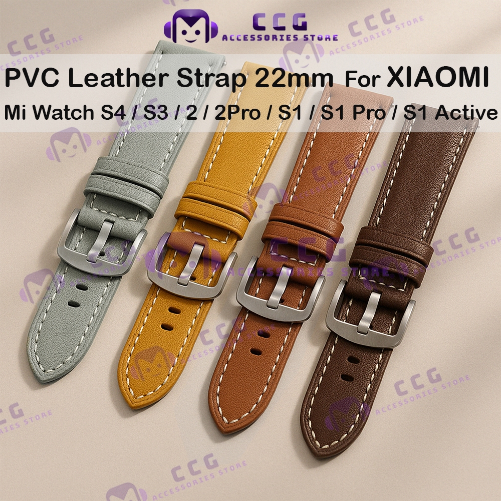 สําหรับ Xiaomi นาฬิกาหนัง 22 มม.สายคล้องคอสแตนเลสหัวเข็มขัด (Mi Watch S4 S3 2 2Pro S1 S1 Pro S1 Acti