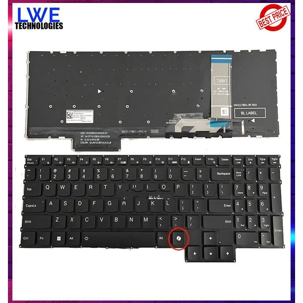 ;APTOP Lenovo 15ARP9 15IAX9 15IAX9E 15IAX9I 15APH8 15IRH8 16 G6+ 15IRX9 G5000 คีย์บอร์ด US Backlit แ