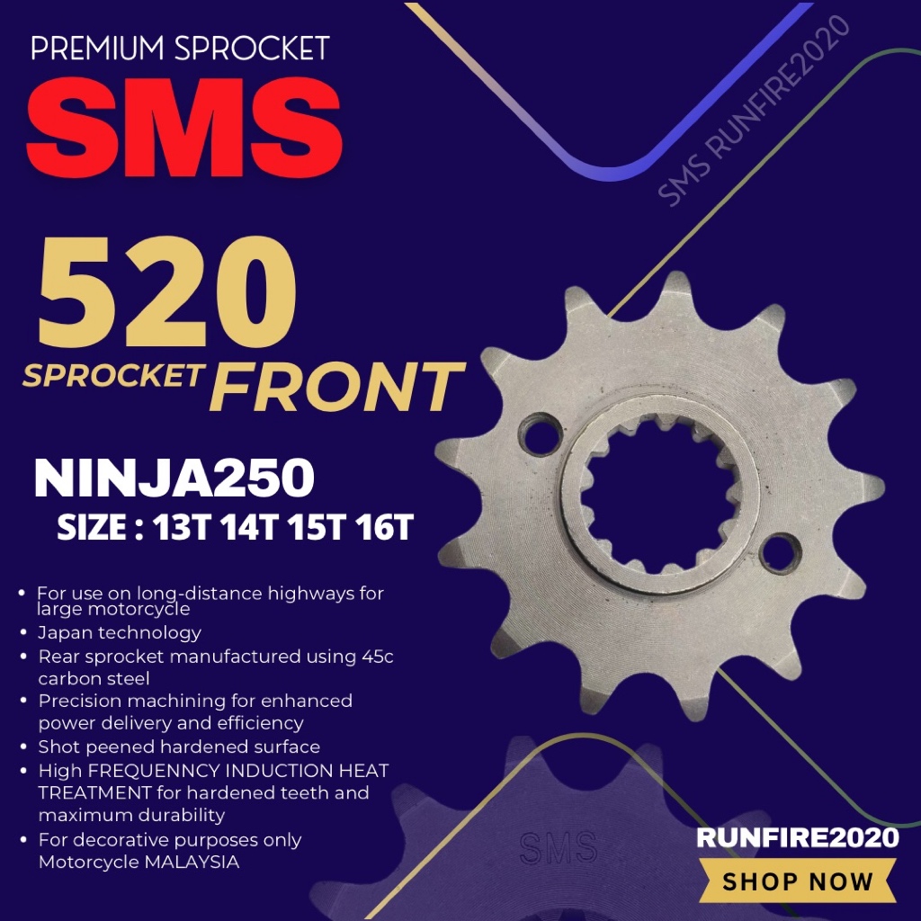 SMS KAWASAKI NINJA 250 VERSYS X 250 ZX25R NINJA250SL Z250SL SMS SPROCKET 520 ( ด้านหน้า) NINJA250 HT
