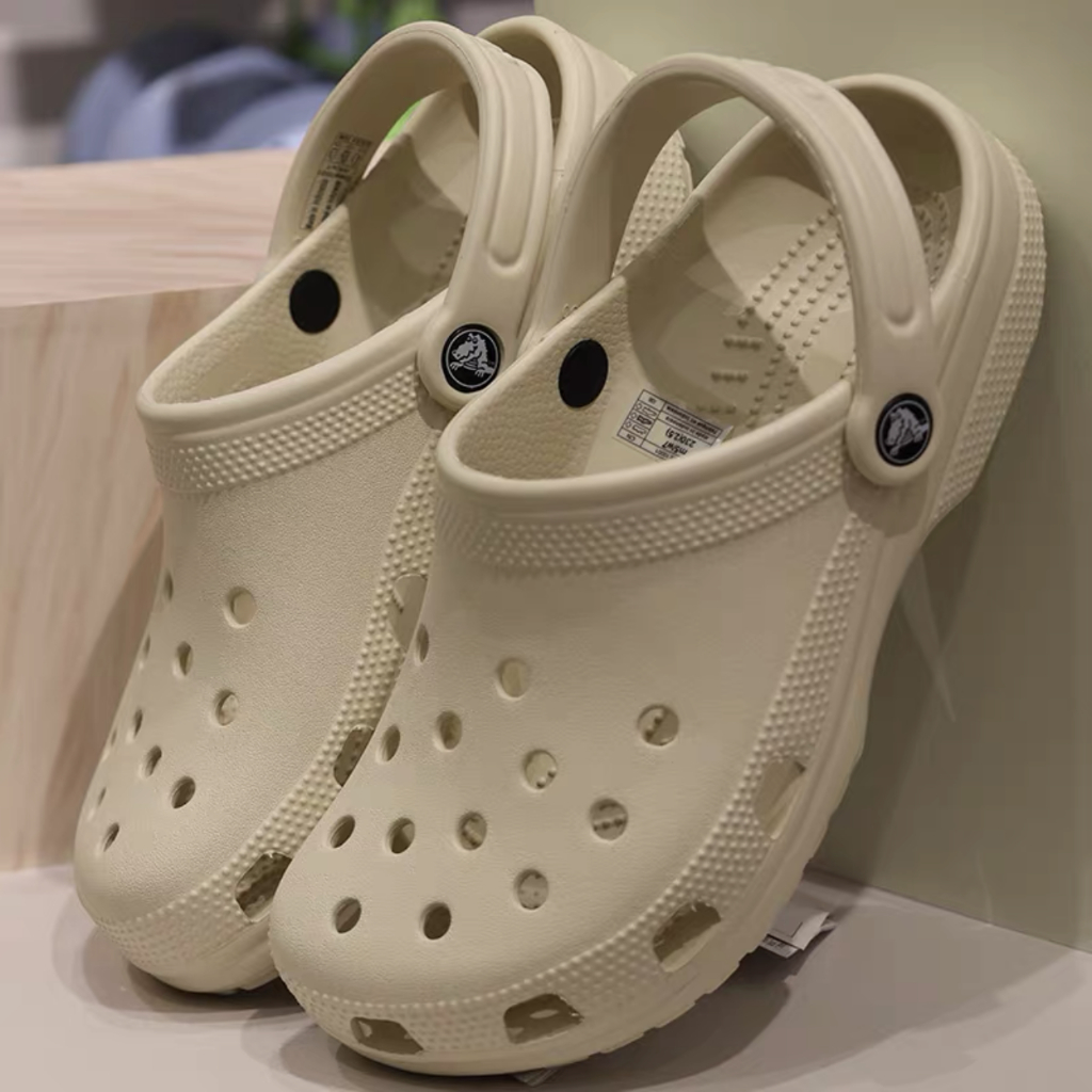 CROCS Cross ของแท้ classic platform clog White 4cm Heel Non-Slip Shoes