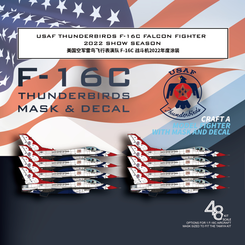 GALAXYMODEL 1/48 F-16C Thunderbird Mask & Decal รุ่น Fighter Spraying Cover เทป D48079