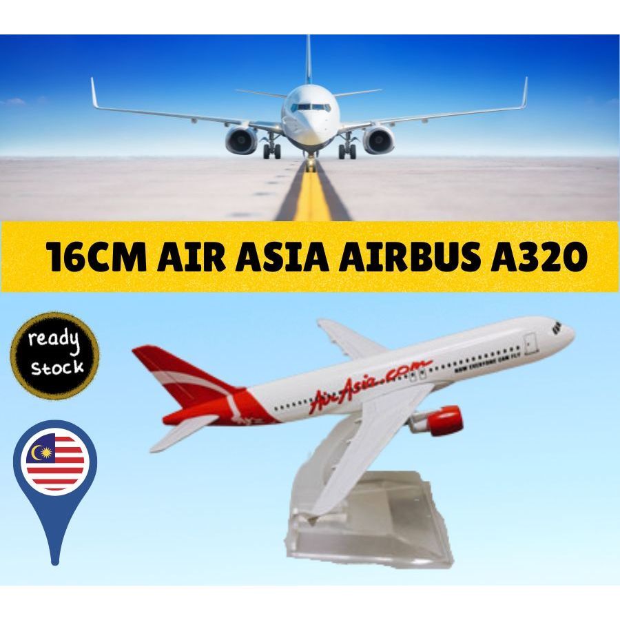 16ซม.Air AsiaสีขาวA320เครื่องบินโลหะDiecastรุ่นของเล่นเครื่องบินจําลองเครื่องบินพร้อมขาตั้งจอแสดงผลส