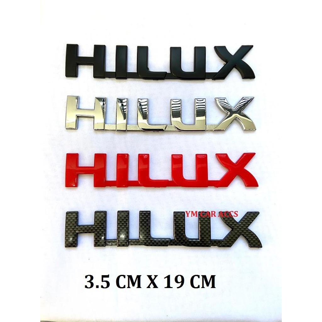 Toyota HILUX โลโก้รถ Emblem Matt สีดํา/โครเมี่ยม/สีแดง/คาร์บอนไฟเบอร์ด้านข้างด้านหลัง Wording Fon De